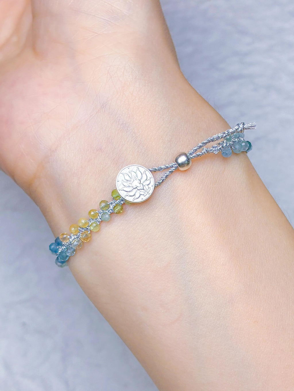 Hand-Woven Natural Rainbow Tourmaline Bracelet with Silver Thread (New Edition) — Weave a Rainbow on Your Wrist