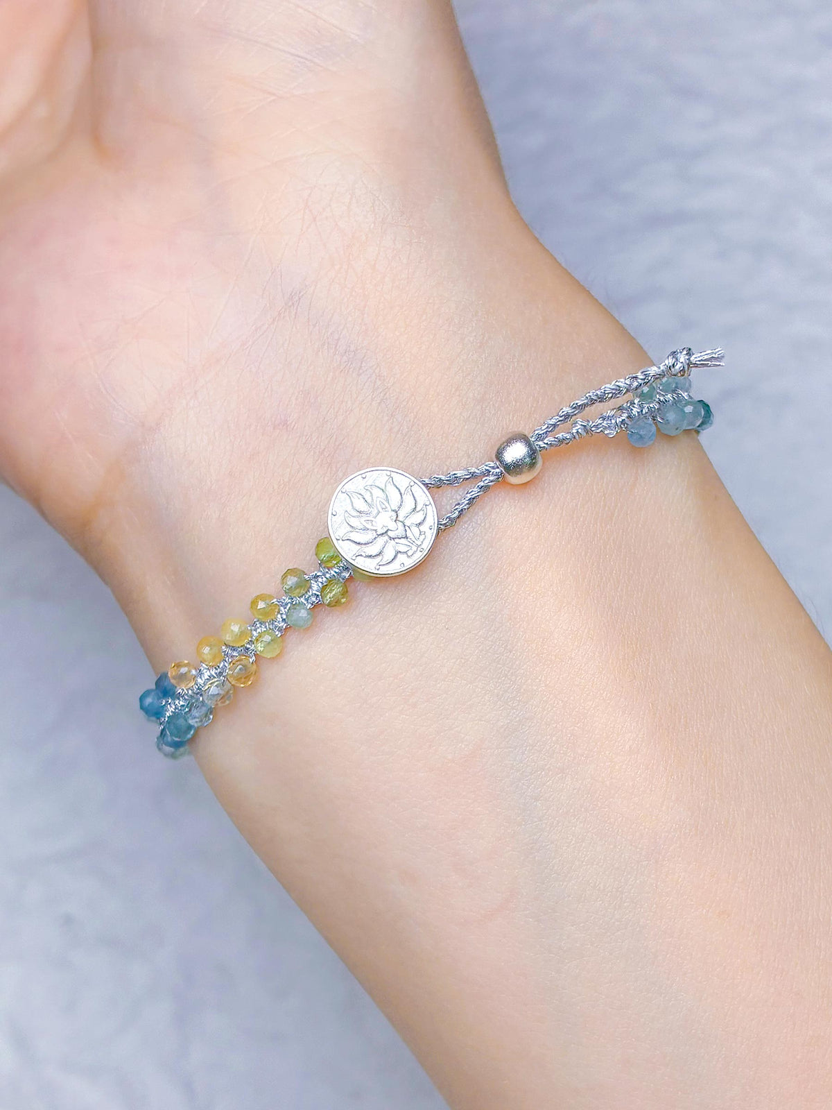 Hand-Woven Natural Rainbow Tourmaline Bracelet with Silver Thread (New Edition) — Weave a Rainbow on Your Wrist
