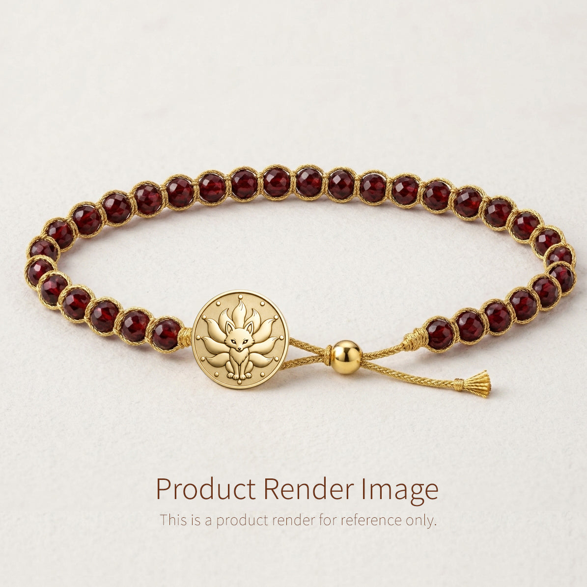Inner Aura Awakening: Hand-Woven Gold Thread & Garnet Root Chakra Bracelet